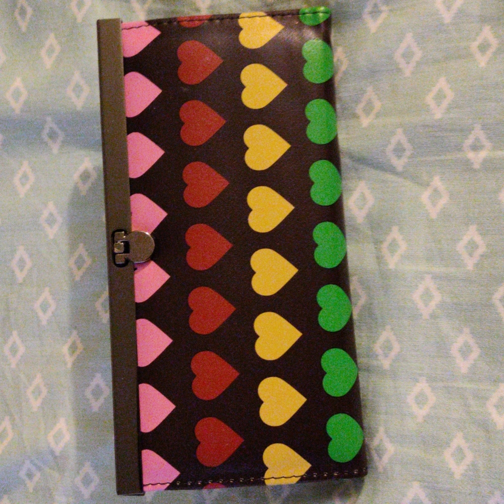 New Multicolored Hearts Flat Wallet